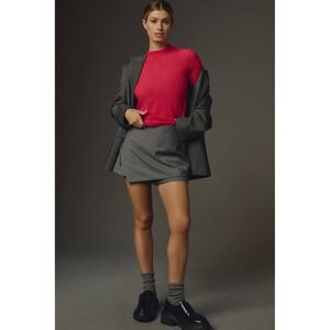 Maeve Anthropologie Mock Neck Top Womens XS Pink Elbow Sleeve Textured Sheer